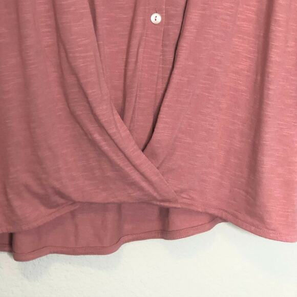 Pure Jill Women's Cross Front Top Medium Pink Oversized Cotton Blend - Picture 2 of 5